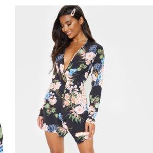 Pretty Little Thing Black floral dress
